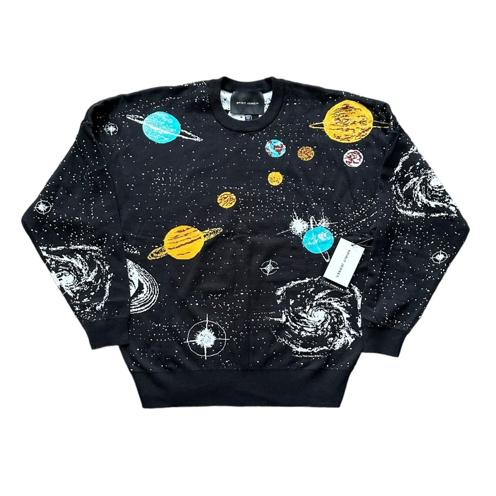 NWT SPIRIT JERSEY Sweater Outer Space Wish You Were Here Unisex Oversized Stars